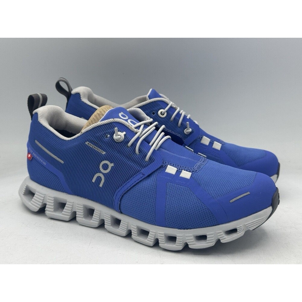 On Cloud 5 Waterproof Men’s Low Top Sneakers Blue White Gray Women’s Size 5.5